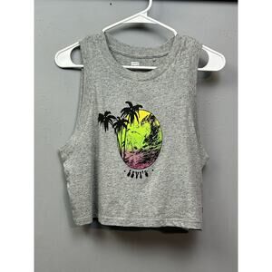 Levis Crop Tank Top Womens XS Surf Beach Palms Graphic Sleeveless Shirt